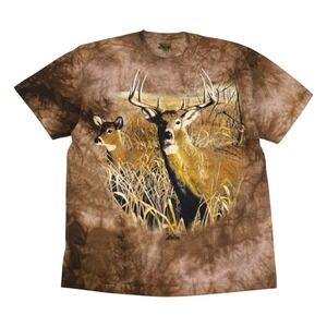 Vtg The Mountain Buck Deer T-Shirt Men's‎ XL Brown Tie Dye 1998 Wildlife Tee